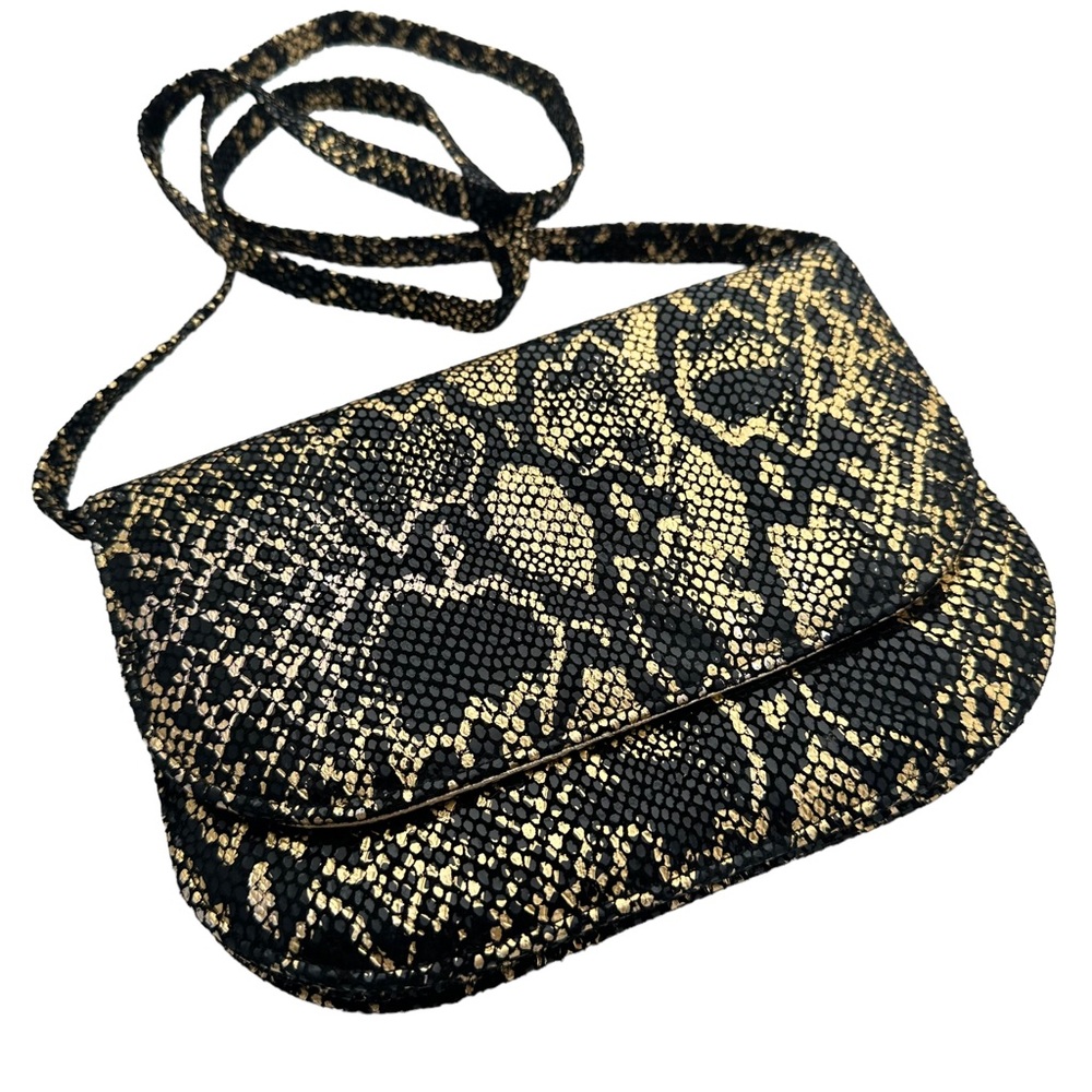Faux Snakeskin Gold & Black Crossbody